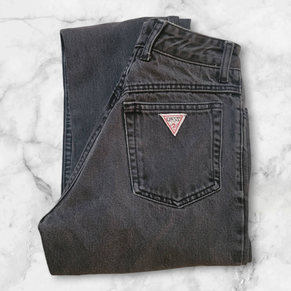 Vintage Guess by Marciano High Waist Jeans Gray Women's 28 Zipper Malfunction